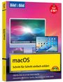 Titel: "macOS Schritt für Schritt einfach erklärt". "Bild für Bild", Preis "19,95 Euro". Im Hintergrund: Computerbildschirme.