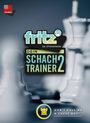 "fritz by chessbase, DEIN SCHACH TRAINER 2." Schachfiguren im Hintergrund, Logo: gelbes Schloss mit Gesicht.