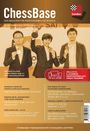 ChessBase: Das Magazin für professionelles Schach. Cover mit drei Personen, eine hält einen Pokal hoch.