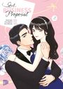 "A Business Proposal", Zeichnungen NARAK, Story Webtoon Perilla, Haehwa. Illustration: Paar in eleganter Kleidung, rosa Hintergrund.