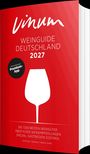 „Vinum Weinguide Deutschland 2027“, „Mit kostenloser Premium-App“. Roter Hintergrund, weißes Weinglas-Symbol.