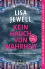 Text: "Lisa Jewell, Kein Hauch von Wahrheit, Bonuskapitel." Oben und unten rote Backsteinhäuser; dramatischer Himmel.
