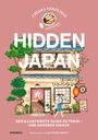 "HIDDEN JAPAN" - Der illustrierte Guide zu Tokio. Illustration eines traditionellen japanischen Hauses mit Bäumen und einer Person.
