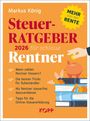 „Steuer-Ratgeber 2026 für schlaue Rentner“ steht im Vordergrund. Buchtitel mit Illustrationen von Büchern und Sparschwein.