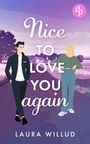 „Nice to Love You Again“ und „Laura Willud“. Illustration: Ein Mann und eine Frau stehen auf einem Weg, ländliche Umgebung.