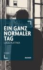 „EIN GANZ NORMALER TAG“ von Lukas Plattner. Illustration eines Mannes durch ein Fenster blickend.