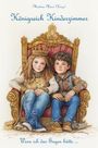 „Königreich Kinderzimmer“ oben, „Wenn ich das Sagen hätte...“ unten. Illustration: Zwei Kinder sitzen auf einem Thron.