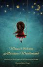 "Wünsch dich ins Märchen-Wunderland." Mädchen in rotem Kleid schaukelt unter Sternenhimmel und Sichelmond.