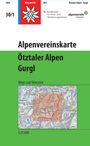 Alpenvereinskarte Ötztaler Alpen Gurgl, Wege und Skitouren, 1:25.000. Enthält ein Logo mit einer Edelweißblume.