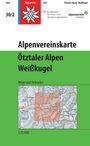 Alpenvereinskarte Ötztaler Alpen Weißkugel, Wege und Skitouren, Maßstab 1:25.000. Oben links Edelweiß-Logo.