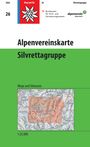 Alpenvereinskarte Silvrettagruppe, Wege und Skitouren, Maßstab 1:25.000. Logos: Bundesamt für Eich- und Vermessungswesen, Alpenverein.