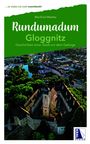 “Rundumadum Gloggnitz: Geschichten einer Stadt vor dem Gebirge” von Manfred Matzka. Luftaufnahme einer Stadt.