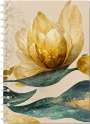 : Eleganz der Natur - Premium Spiral-Notizbuch A5 Soft-Touch liniert, verzaubert durch goldenen Blütencharme, Div.