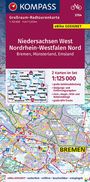 : KOMPASS Großraum-Radtourenkarte 3704 Niedersachsen West, Nordrhein-Westfalen Nord 1:125.000, KRT