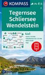 KOMPASS Wanderkarte 8 Tegernsee, Schliersee, Wendelstein 1:50.000, KRT