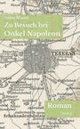 "Sama Maani, Zu Besuch bei Onkel Napoleon, Roman, Drava" auf grünem Hintergrund über alter Stadtkarte von Teheran.