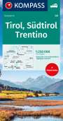 : KOMPASS Autokarte Tirol, Südtirol, Trentino/Tirolo, Alto Adige, Trentino 1:250.000, KRT