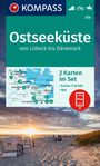 : KOMPASS Wanderkarten-Set 724 Ostseeküste von Lübeck bis Dänemark (2 Karten) 1:50.000, KRT