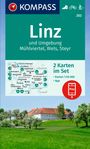 : KOMPASS Wanderkarten-Set 202 Linz und Umgebung, Mühlviertel, Wels, Steyr (2 Karten) 1:50.000, KRT