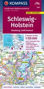 : KOMPASS Großraum-Radtourenkarte 3701 Schleswig-Holstein, Hamburg, Ostfriesland 1:125.000, KRT