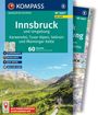 Titel: "Innsbruck und Umgebung"; Details: Karwendel, Tuxer Alpen, Sellrain; 60 Touren. Foto: Wanderer in Alpenlandschaft.