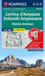 „Cortina d'Ampezzo Dolomiti Ampezzane Monte Antelao“ Wanderkarte mit Bild von Berglandschaft unten.