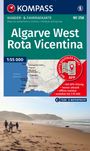 Algarve West Rota Vicentina Karte, GPS-Ortung, offline nutzbar. Strand mit drei Surfern, Berge im Hintergrund.