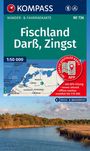 "Fischland Darß, Zingst" groß. Wander- und Fahrradkarte Nr. 736. Karte, Infos zur digitalen App. Darunter Naturbild mit Fluss.