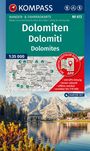„Kompass Wander- & Fahrradkarte Nr. 672: Dolomiten. Karte und Foto von Berglandschaft mit See, Gebäuden und Bäumen.“
