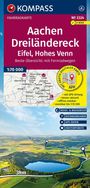 Titel: Aachen Dreiländereck. Untertitel: Eifel, Hohes Venn. Karte und Landschaftsfoto mit Kilometerangaben.