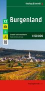 "Burgenland", "Straßen- und Freizeitkarte", Bild einer malerischen Landschaft mit Weinbergen und einer Kirche.