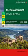 "Niederösterreich, Lower Austria, Straßen- und Freizeitkarte 1:150 000." Eine Landschaft mit Fluss und Burg.