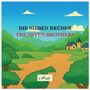 "Die sieben Brüder" und "The Seven Brothers" in schwarzen und roten Buchstaben. Illustration: Hügellandschaft mit Häusern.