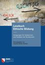 „Lesebuch Ethische Bildung: Anregungen für Soldat:innen, herausgegeben von Angelika Dörfler-Dierken.“ Text und Pfeile auf Wand.