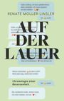 "RENATE MOLLER-LINSLER, AUF DER LAUER. Chronologie einer Besessenheit." Hintergrund mit Nachrichtenblasen.