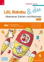 "Lilli, Bakabu & du: Abenteuer Zahlen und Rechnen, Teil A". Illustration mit Rakete, Eule und fröhlichen Kindern.