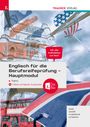 „Englisch für die Berufsreifeprüfung – Hauptmodul“. Abbildung von London mit Big Ben, Union Jack und rotem Bus.