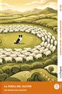 "La Perra del Pastor", "Die Hündin des Schäfers". Illustration: Ein Hund sitzt, umgeben von Schafen in einer Landschaft.