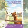 "Französisch mit lustigen Kurzgeschichten", "L'alpaga de Normandie". Illustration: Zwei Alpakas auf einer Wiese vor einem Haus.