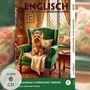 "ENGLISCH mit lustigen Kurzgeschichten", "Grandma's Yorkshire Terrier", Illustration: Ein Yorkshire Terrier auf einem grünen Sessel.