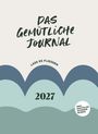 "Das gemütliche Journal", "Lass es fließen", "2027", "Inkl. digitaler Schreibrunde". Wellenmuster in Blau- und Grüntönen.