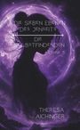 „Die Sieben Ebenen des Jenseits. Die Selbstfindenden. Ebene 3. Theresa Aichinger.“ Silhouette einer Frau vor violettem Himmel.