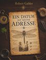 Text: "Ein Datum ist keine Adresse." Illustration einer Libelle und Fossilien. Kompass und Lupe sind auch zu sehen.
