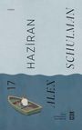 "17 Haziran Alex Schulman" steht vertikal auf blauem Hintergrund, ein Kind sitzt in einem Boot auf bewegtem Wasser.