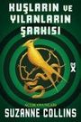 „KUŞLARIN VE YILANLARIN ŞARKISI“, „AÇLIK OYUNLARI“, „SUZANNE COLLINS“. Gelber Vogel mit Schlange auf grünen Kreisen.