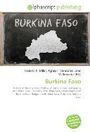 "BURKINA FASO", Karte von Burkina Faso auf Tafel. "alphascript publishing". Beige Hintergrund mit grünem Symbol.