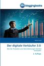 „Der digitale Verkäufer 3.0“ zeigt einen Mann, der auf ein Diagramm mit Balken zeigt; Logo „bb bloggingbooks“ oben.