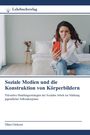 "Soziale Medien und die Konstruktion von Körperbildern" zeigt eine nachdenkliche Frau mit rotem Handy auf einem Bett.