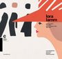 lora lamm, grafica a milano 1953–1963. Illustration: Frau mit rotem Hut, abstrahierte Figuren im Hintergrund.