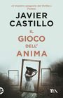 Oben steht: „Il maestro spagnolo del thriller.“ Darunter: „Javier Castillo, Il gioco dell'anima“. Eine Frau hält einen Bilderrahmen.